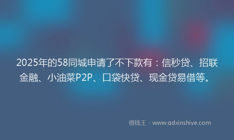 2025年的58同城申请了不下款有：信秒贷、招联金融、小油菜P2P、口袋快贷、现金贷易借等。