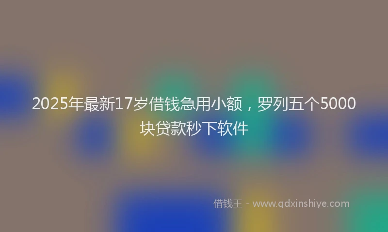 2025年最新17岁借钱急用小额，罗列五个5000块贷款秒下软件