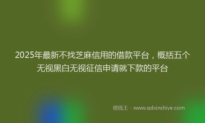 2025年最新不找芝麻信用的借款平台，概括五个无视黑白无视征信申请就下款的平台