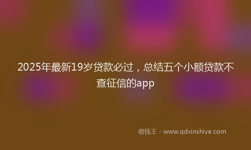 2025年最新19岁贷款必过，总结五个小额贷款不查征信的app