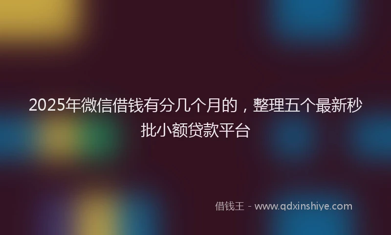 2025年微信借钱有分几个月的，整理五个最新秒批小额贷款平台