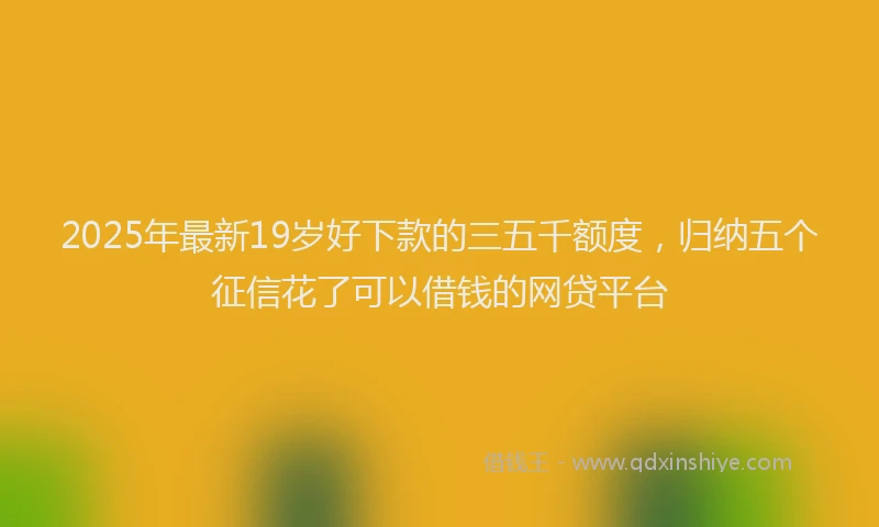2025年最新19岁好下款的三五千额度，归纳五个征信花了可以借钱的网贷平台