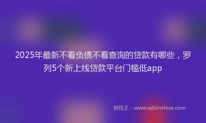 2025年最新不看负债不看查询的贷款有哪些，罗列5个新上线贷款平台门槛低app