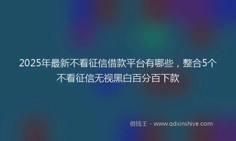 2025年最新不看征信借款平台有哪些，整合5个不看征信无视黑白百分百下款