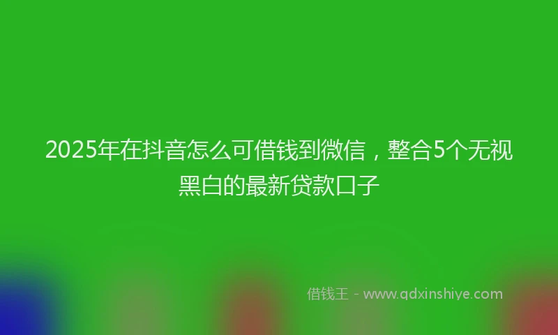 2025年在抖音怎么可借钱到微信，整合5个无视黑白的最新贷款口子