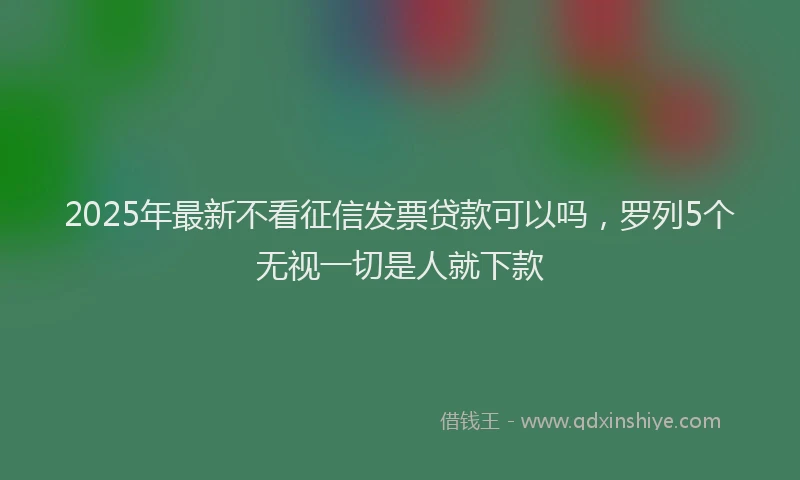 2025年最新不看征信发票贷款可以吗，罗列5个无视一切是人就下款