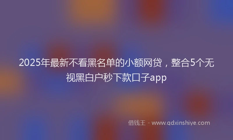 2025年最新不看黑名单的小额网贷，整合5个无视黑白户秒下款口子app