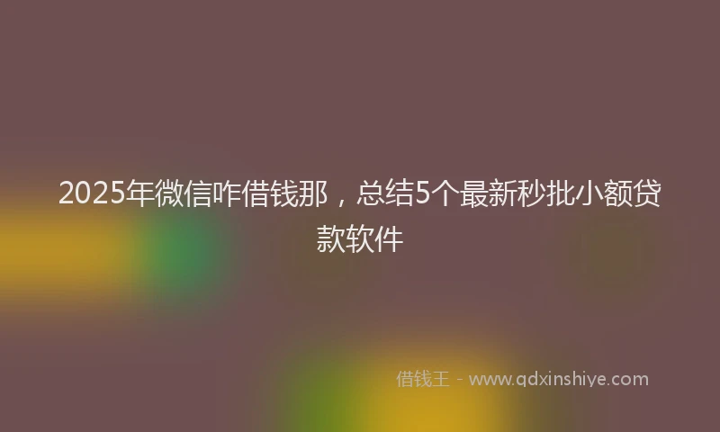 2025年微信咋借钱那，总结5个最新秒批小额贷款软件