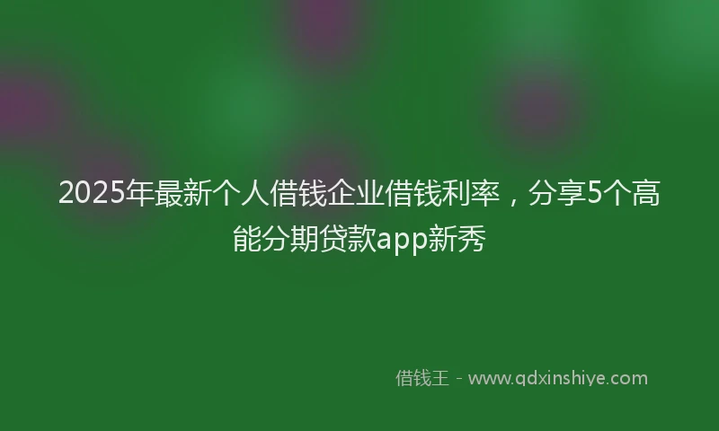 2025年最新个人借钱企业借钱利率，分享5个高能分期贷款app新秀