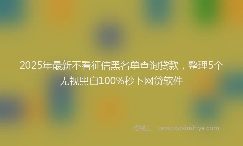 2025年最新不看征信黑名单查询贷款，整理5个无视黑白100%秒下网贷软件