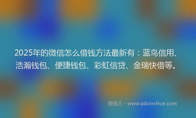 2025年的微信怎么借钱方法最新有：蓝鸟信用、浩瀚钱包、便捷钱包、彩虹信贷、金瑞快借等。