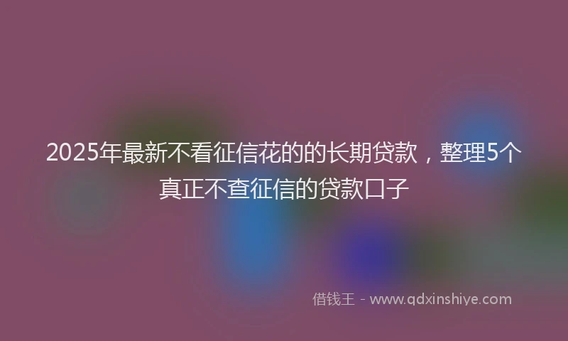 2025年最新不看征信花的的长期贷款，整理5个真正不查征信的贷款口子