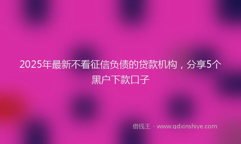 2025年最新不看征信负债的贷款机构，分享5个黑户下款口子