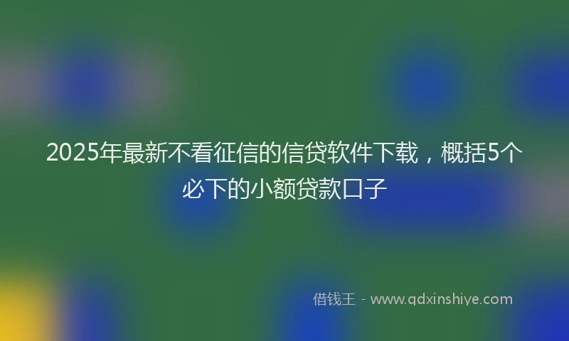 2025年最新不看征信的信贷软件下载，概括5个必下的小额贷款口子