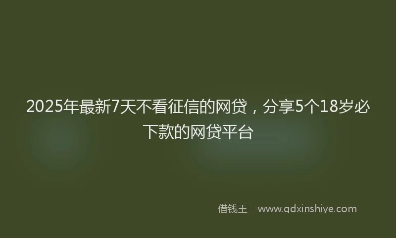 2025年最新7天不看征信的网贷，分享5个18岁必下款的网贷平台