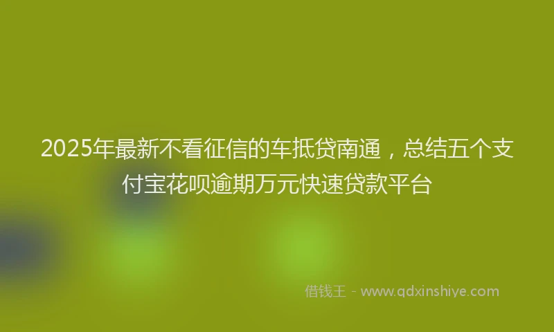 2025年最新不看征信的车抵贷南通，总结五个支付宝花呗逾期万元快速贷款平台