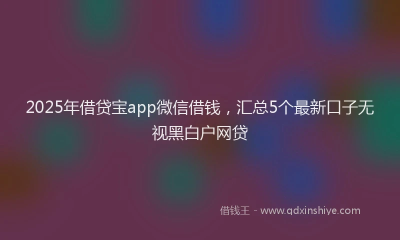 2025年借贷宝app微信借钱，汇总5个最新口子无视黑白户网贷