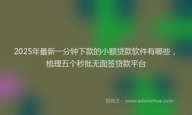 2025年最新一分钟下款的小额贷款软件有哪些，梳理五个秒批无面签贷款平台