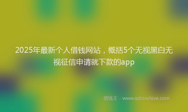 2025年最新个人借钱网站，概括5个无视黑白无视征信申请就下款的app