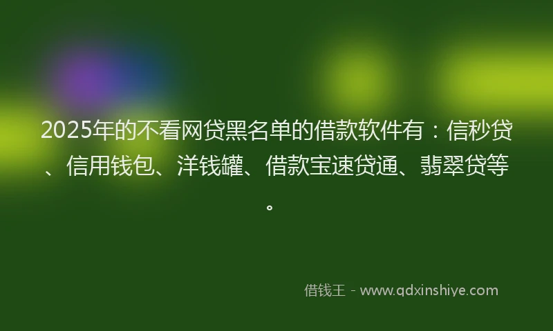 2025年的不看网贷黑名单的借款软件有：信秒贷、信用钱包、洋钱罐、借款宝速贷通、翡翠贷等。