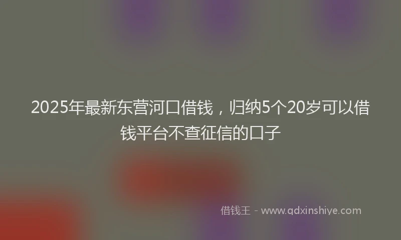 2025年最新东营河口借钱，归纳5个20岁可以借钱平台不查征信的口子