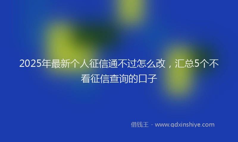 2025年最新个人征信通不过怎么改，汇总5个不看征信查询的口子
