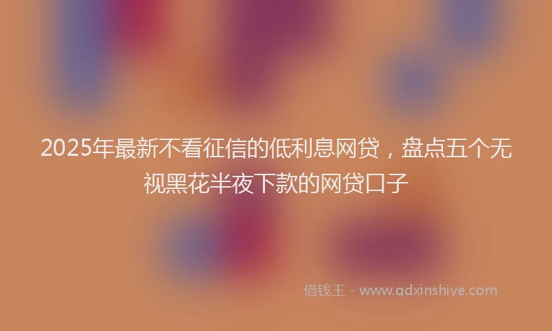 2025年最新不看征信的低利息网贷，盘点五个无视黑花半夜下款的网贷口子