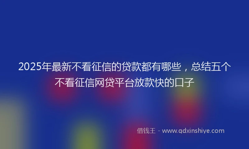 2025年最新不看征信的贷款都有哪些，总结五个不看征信网贷平台放款快的口子
