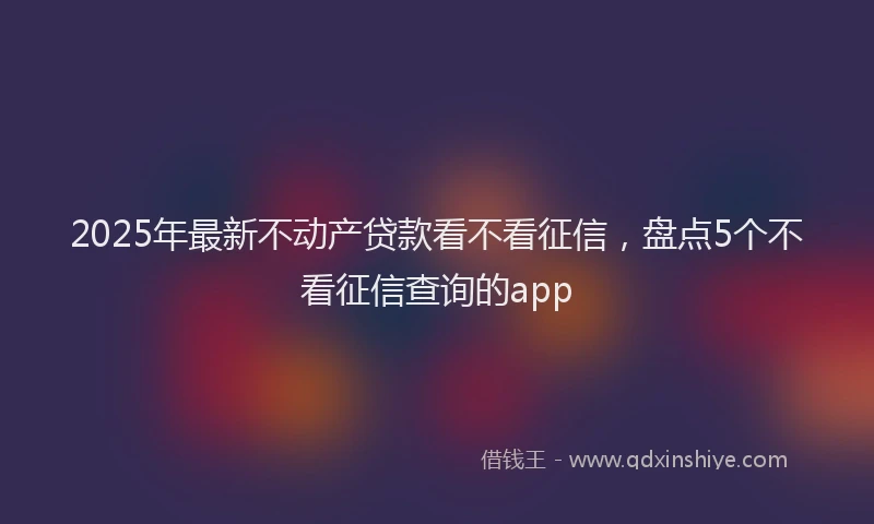 2025年最新不动产贷款看不看征信，盘点5个不看征信查询的app