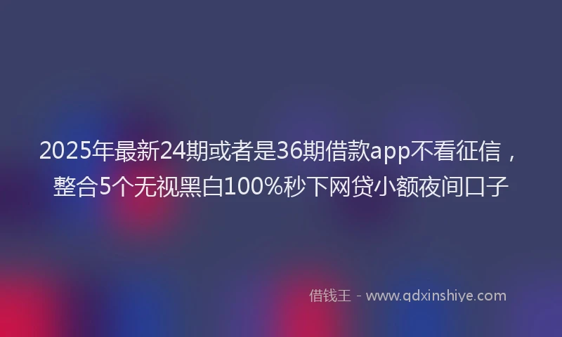 2025年最新24期或者是36期借款app不看征信，整合5个无视黑白100%秒下网贷小额夜间口子