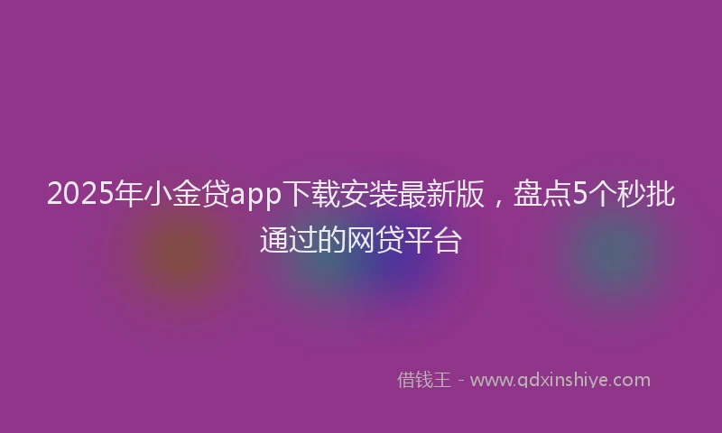 2025年小金贷app下载安装最新版，盘点5个秒批通过的网贷平台