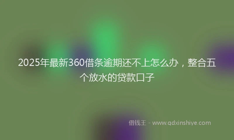 2025年最新360借条逾期还不上怎么办，整合五个放水的贷款口子
