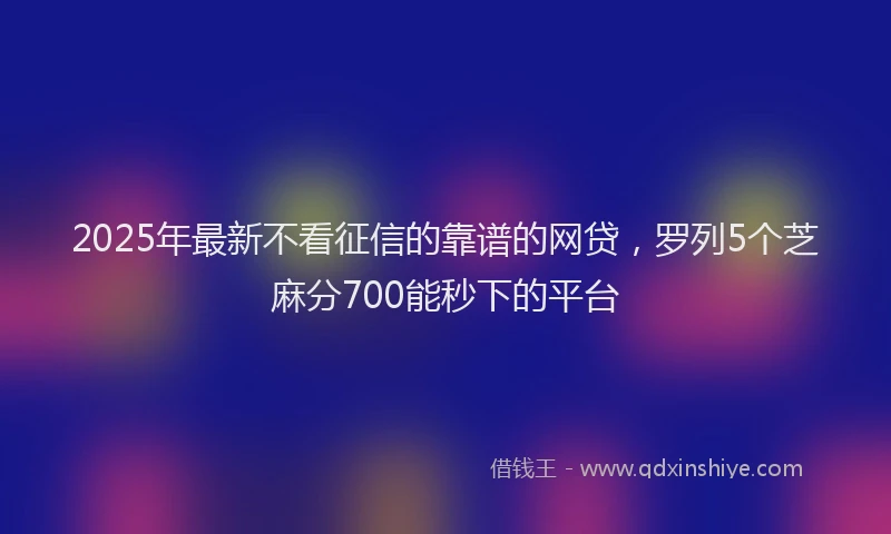 2025年最新不看征信的靠谱的网贷，罗列5个芝麻分700能秒下的平台
