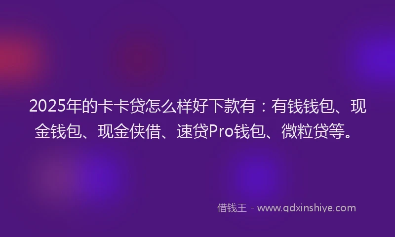 2025年的卡卡贷怎么样好下款有：有钱钱包、现金钱包、现金侠借、速贷Pro钱包、微粒贷等。