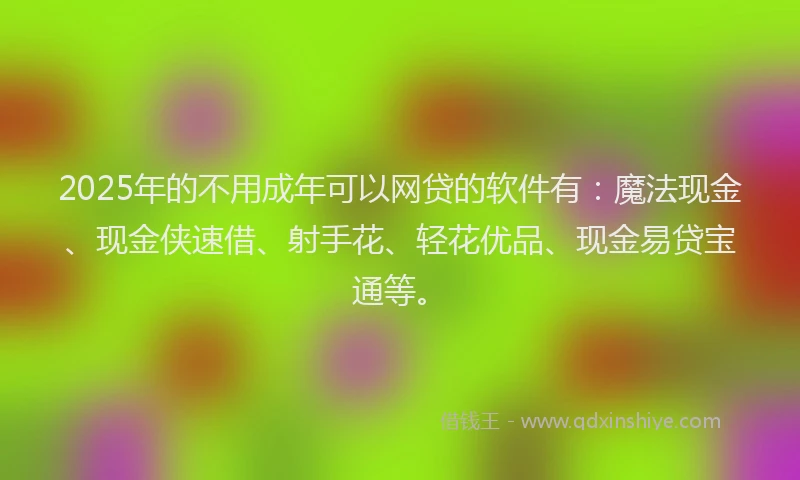 2025年的不用成年可以网贷的软件有：魔法现金、现金侠速借、射手花、轻花优品、现金易贷宝通等。