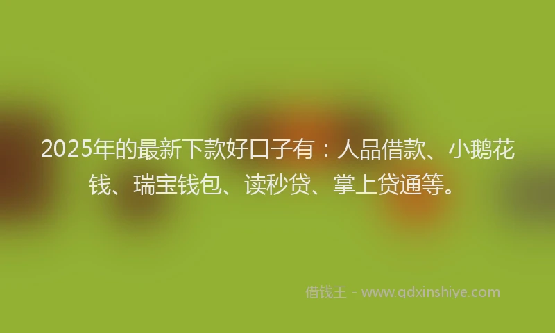 2025年的最新下款好口子有：人品借款、小鹅花钱、瑞宝钱包、读秒贷、掌上贷通等。