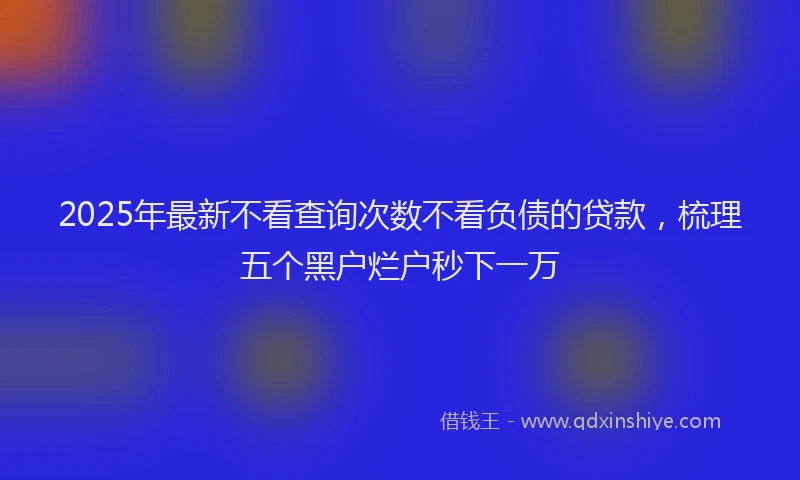 2025年最新不看查询次数不看负债的贷款，梳理五个黑户烂户秒下一万