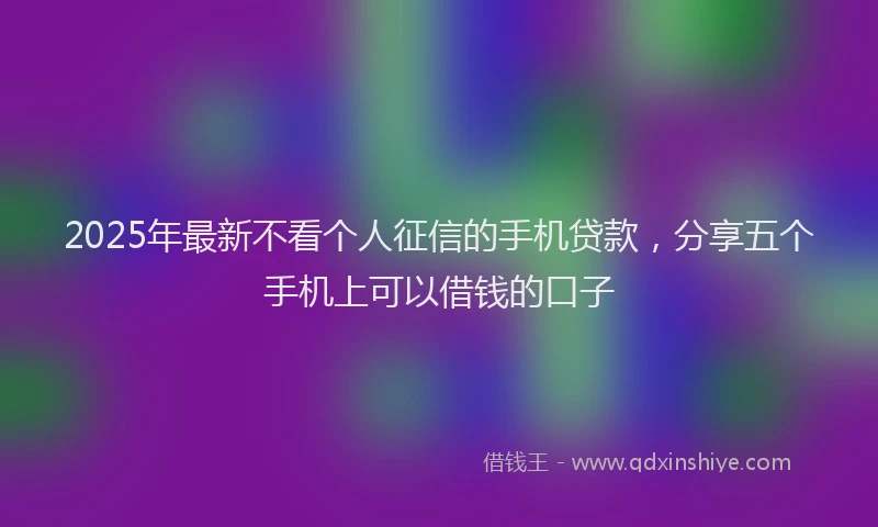 2025年最新不看个人征信的手机贷款，分享五个手机上可以借钱的口子