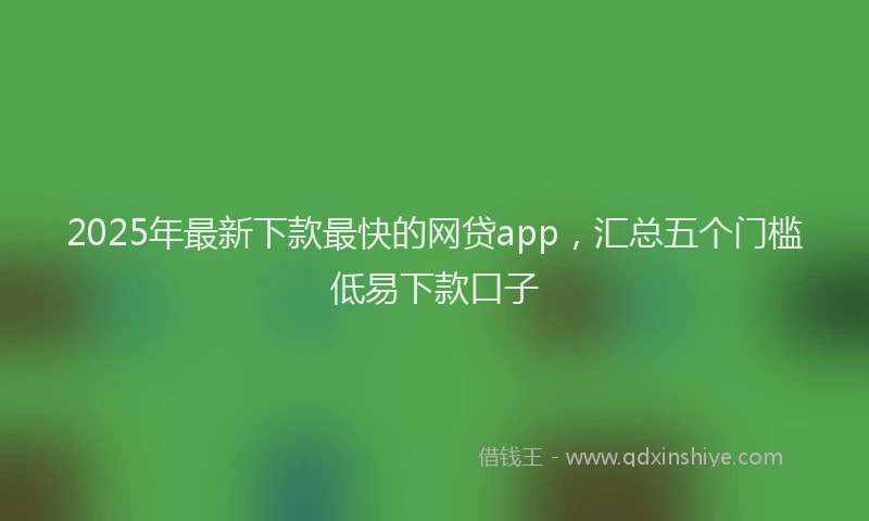 2025年最新下款最快的网贷app，汇总五个门槛低易下款口子