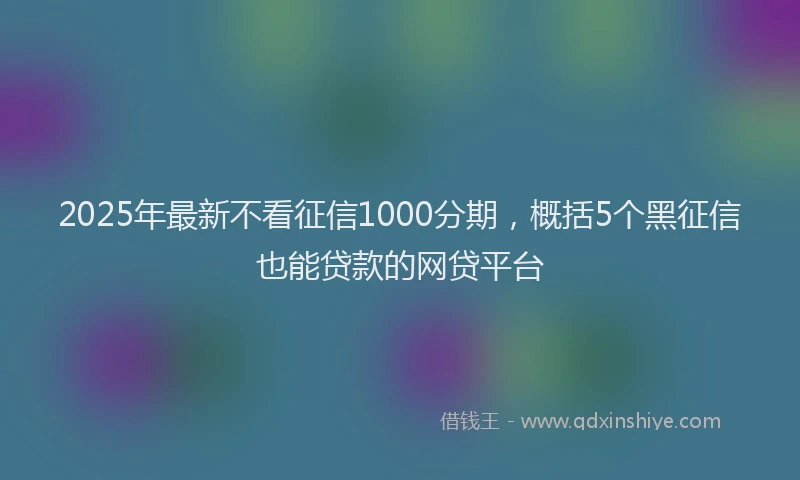2025年最新不看征信1000分期，概括5个黑征信也能贷款的网贷平台