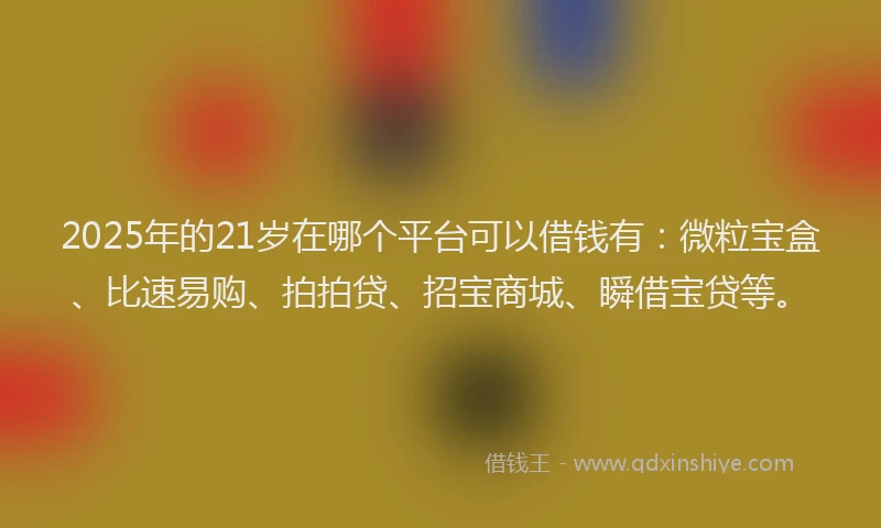 2025年的21岁在哪个平台可以借钱有：微粒宝盒、比速易购、拍拍贷、招宝商城、瞬借宝贷等。