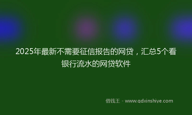 2025年最新不需要征信报告的网贷，汇总5个看银行流水的网贷软件