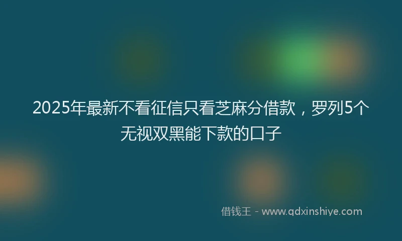 2025年最新不看征信只看芝麻分借款，罗列5个无视双黑能下款的口子