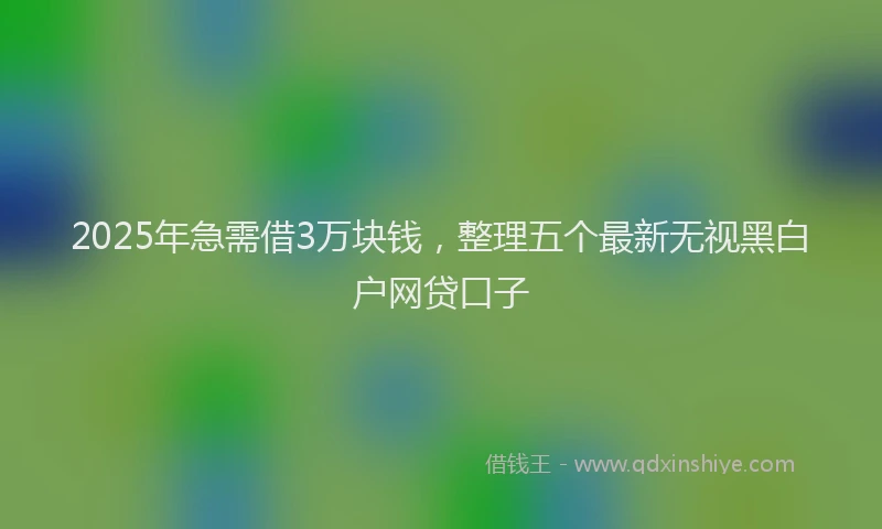 2025年急需借3万块钱，整理五个最新无视黑白户网贷口子