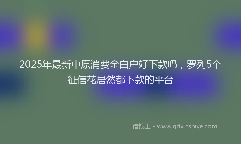 2025年最新中原消费金白户好下款吗，罗列5个征信花居然都下款的平台