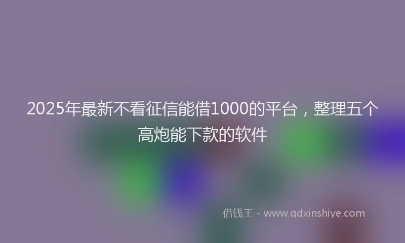 2025年最新不看征信能借1000的平台，整理五个高炮能下款的软件