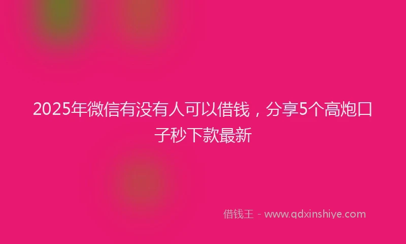 2025年微信有没有人可以借钱，分享5个高炮口子秒下款最新
