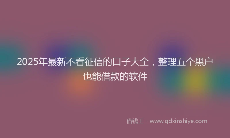 2025年最新不看征信的口子大全，整理五个黑户也能借款的软件