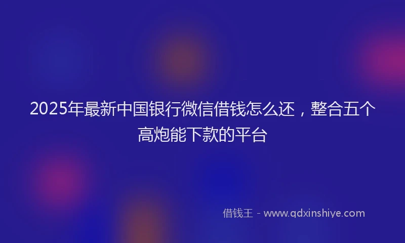 2025年最新中国银行微信借钱怎么还，整合五个高炮能下款的平台