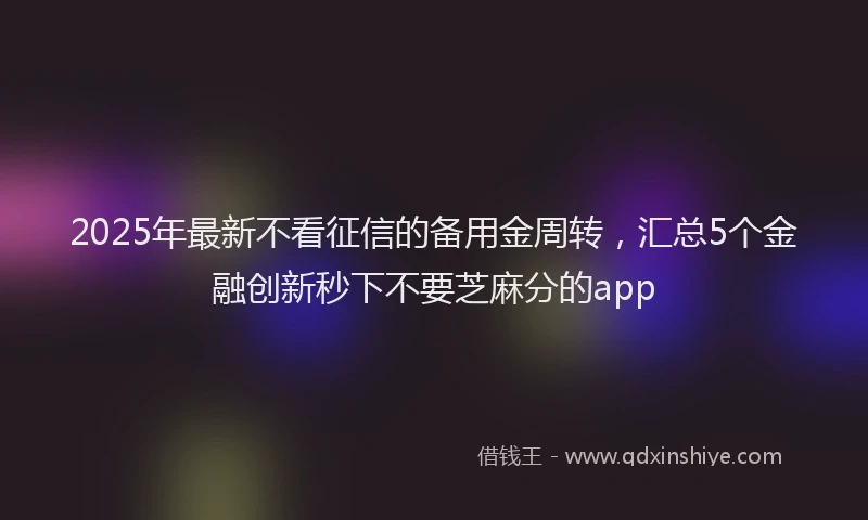 2025年最新不看征信的备用金周转，汇总5个金融创新秒下不要芝麻分的app